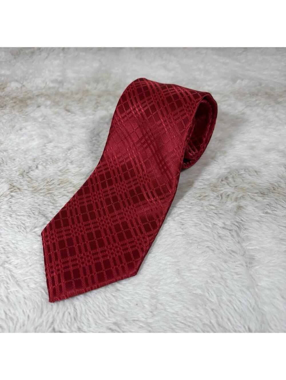 John Ashford Red Tie Geometric Pattern Classic Width Formal Neck Tie